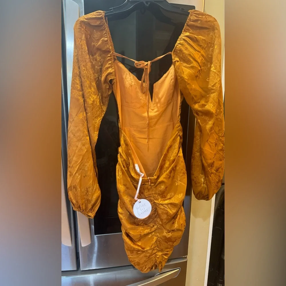 Revolve More to come Briget Ruched Backless Dress in Burnt Orange XS NWT - Picture 5 of 5